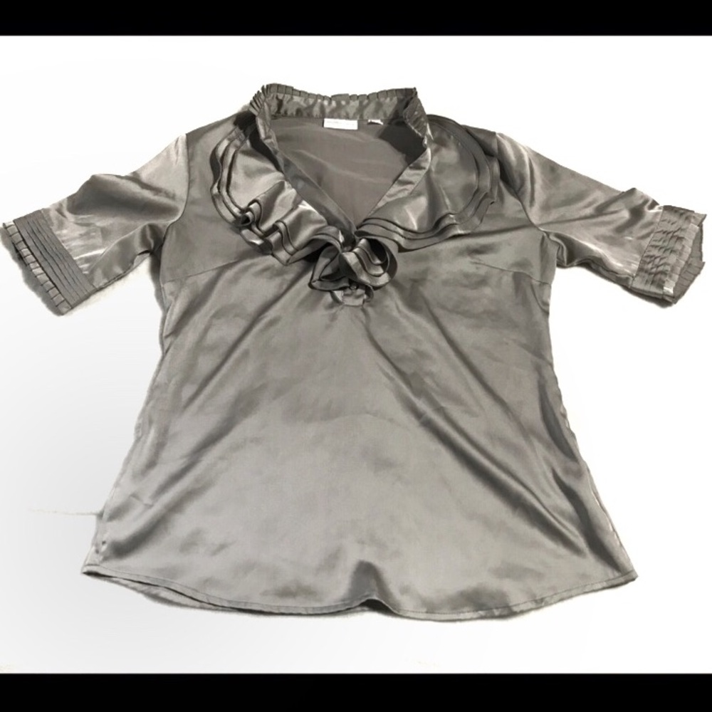 New York & Company Blouse Layered V-Neck Small
